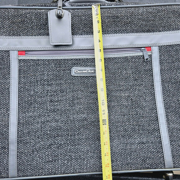 Oscar de la Renta Vintage Suitcase travel bag wheels tweed gray 25 inch - Picture 14 of 17